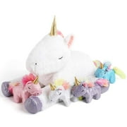 MorisMos 5 Pcs Unicorn Stuffed Animal Mommy Unicorn with 4 Babies Plush Toy