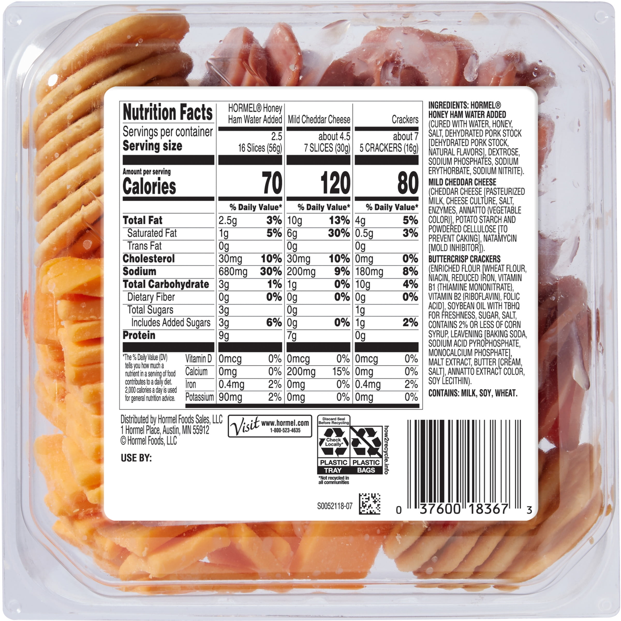 Hormel Gatherings Ham and Cheddar Cheese Snack Tray with Crackers 14 oz