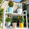 thumbnail image 4 of HomelyJoy Nordic Geometric Flower Pot, 14.5x5 Inch Yellow Plastic Planter with Bottom Drainage Holes for Window Sill Balcony Patio Garden, No Tray, 4 of 7