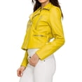 thumbnail image 2 of NEW HOT Women Yellow Lambskin Real Leather Jacket Motorcycle Slim Fit Coat W196, 2 of 4