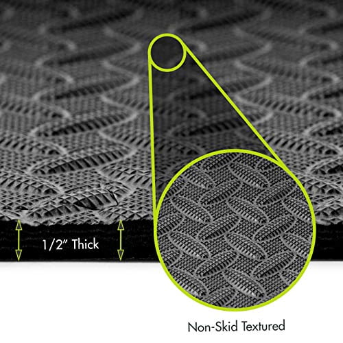 ProsourceFit Puzzle Exercise Mat ½?, EVA Foam Interlocking Tiles Protective Flooring for Gym Equipment and Cushion for Workouts, Black 144 Square Feet