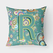 Carolines Treasures CJ2015-RPW1818 Letter R Circle Circle Teal Initial Alphabet Canvas Fabric Decorative Pillow  18H