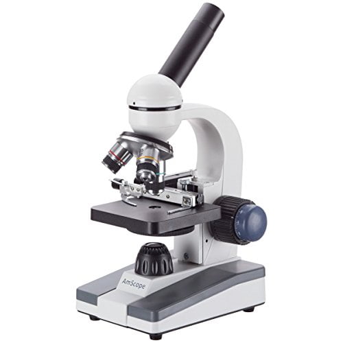 AmScope M150C-MS Compound Monocular Microscope, WF10x and WF25x Eyepieces, 40x-1000x Magnification, LED Illumination, Brightfield, Single-Lens Condenser, Coaxial Coarse and Fine Focus, Mecha