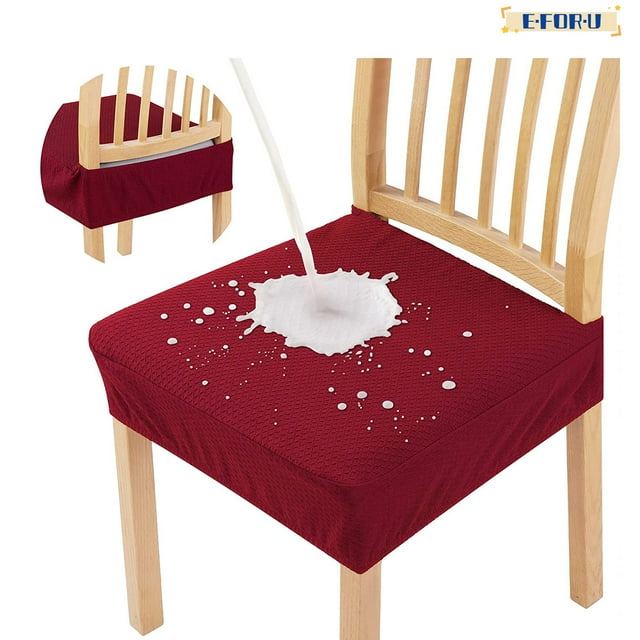 Waterproof Seat Covers for Dining Room Chairs Set of 2, Stretch Jacquard Removable Washable