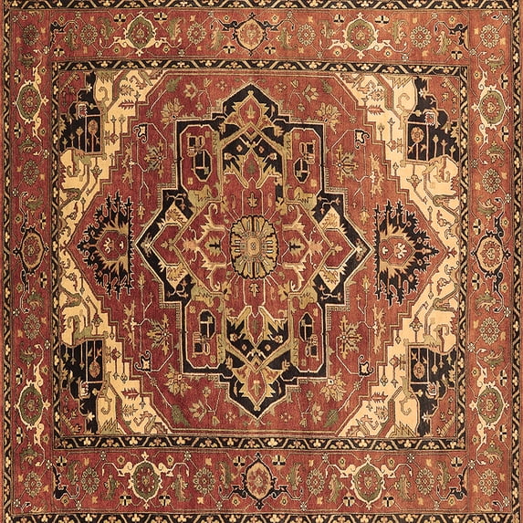 Ahgly Company Indoor Square Oriental Brown Industrial Area Rugs, 5' Square