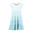 thumbnail image 3 of XQYLOS Girls Ombre Gradient Dress Flowy A-Line Silhouette Double-Layer Sleeve Summer Casual Dress for Juniors 6-15Y Breathable Beach Vacation Dress, 3 of 4