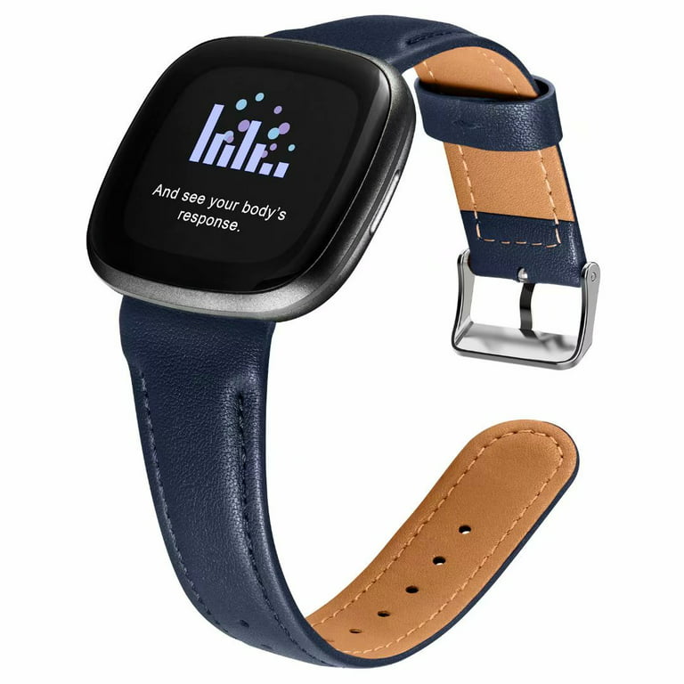 Compatible with Fitbit Versa 3 Bands/Fitbit Sense Bands, Grain Leather Replacement Wristbands for Women Men for Fitbit Versa 3/ Fitbit Sense Smartwatch (Small, Blue) - Walmart.com