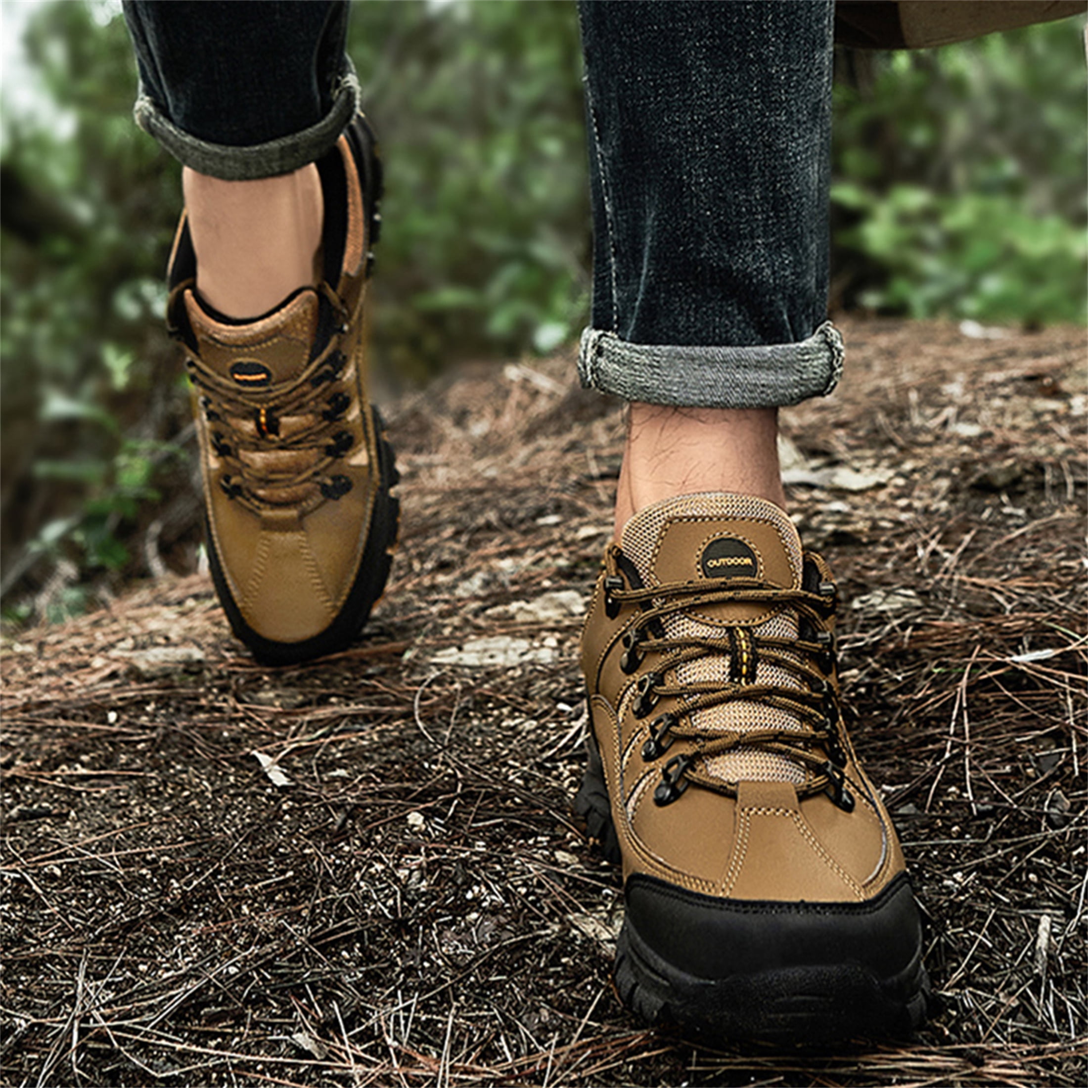LASUDRAA Men's Hiking Shoes Waterproof Non-Slip Low-Up Sport Shoes Comfortable Outdoor Sneakers