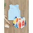 thumbnail image 4 of Liacowi Newborn Baby Boys 2pcs Clothes Outfits Letter Sleeveless Vest Drawstring Shorts Summer Clothes Blue, 4 of 8