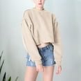 thumbnail image 2 of Women's Hoodless Sweatshirt Women Fashion Half Zipper Slim Top Round Neck Long Sleeve Loose Short Top for Casual Wear, 2 of 4