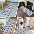 thumbnail image 5 of Blue Brown Striped 2'x6' Runner Rugs for Hallway Kitchen Bedside Non Slip Washable, Farmhouse Stripes Modern Abstract Art Entryway Rug Runners with Rubber Backing, Long Carpet Runner for Laundry Room, 5 of 8
