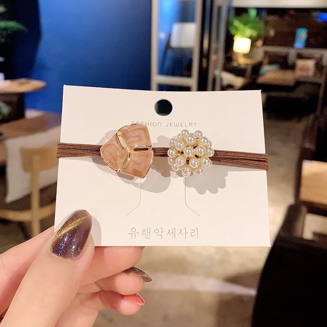 Bandas elásticas para el cabello, perlas falsas, lazos para el cabello a la moda, cuerdas, accesorios para el cabello para niñas