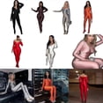 thumbnail image 2 of Trendy Off Shoulder V Neck Long Sleeve Tops High Waist Activewear Set with Slim Fit Leggings pale pinkish gray L, 2 of 5