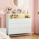 thumbnail image 1 of Comoda Cajonera para Recamara, Cómoda con Luces LED y Tomas de Corriente Integradas, Cómoda Moderna para Sala, Mueble Organizador Cajonera de Estructura Metal con 6 Cajones,120*40*93CM (Blanco), 1 of 3