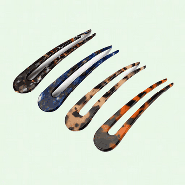 French Style Hair Forks Set of 4, Shaped Tortoise Shell Hair Sticks, Hair Pins Hair Accessories for Women Girls
