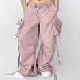 thumbnail image 4 of Women Cargo Pants  Low Waist Solid Loose Trousers with Pockets, 4 of 7
