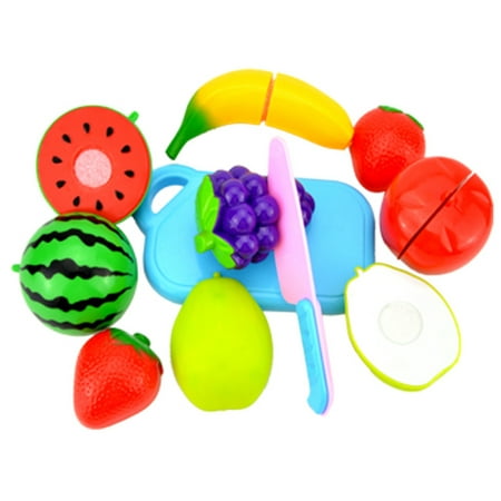 Kitchen Toy Fun Cutting Fruit & Vegetables Set Pretend Play Food Cooking Playset with Cutting Board Toy Knife Educational Toys Games 8Pcs Fruits (Play Best Cooking Games)