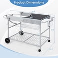 thumbnail image 5 of Resenkos Foldable Food Prep Station with Lockable Wheels & Storage Shelf, Movable Grill Table Fits 18/22 Inch Weber Kettle for Camping, BBQ, Silver, 5 of 7