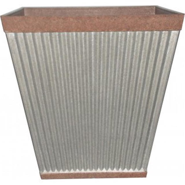 Southern Patio HDR-046851 16 in. Galvanized Pleated Square-Rustic Planter