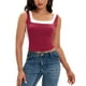 thumbnail image 1 of ATHLECHIC Camiseta sin mangas de cuello cuadrado de verano, top corto a rayas de color M Burdeos, 1 of 5