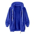 thumbnail image 4 of Womens Plus Size Fuzzy Fleece Jacket Winter Full Zip Plush Hooded Cardigan Coats Soft Oversized Shaggy Warm Outerwear Clearance On Sale Blue M, 4 of 4