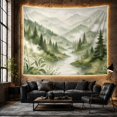 thumbnail image 6 of Winding River in Misty Evergreen Forest, Serene Watercolor for Nature Lovers, Wilderness Landscape Art Decor, Housewarming Gift Tapestry Wall Hanging for Bedroom and Living Room, 6 of 7