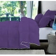 thumbnail image 2 of D.N.G. BEDDINGS Luxurious 3 Piece Pom Pom Half Pinch Pleated Comforter Set, 800 Thread Count, 100% Egyptian Cotton, White Vintage Pom-Pom Fringe Super Soft (Full/Queen Size Solid Purple Color), 2 of 4