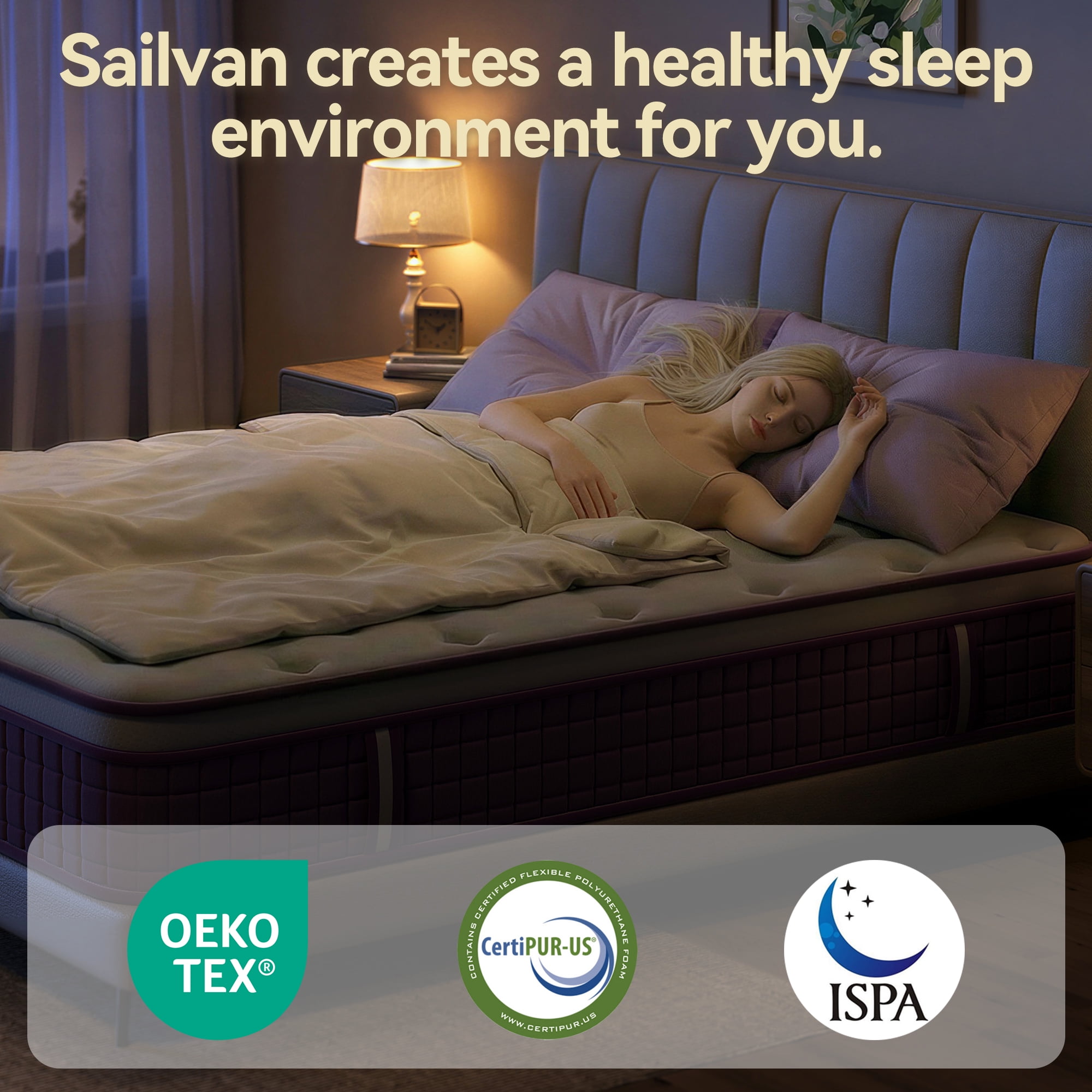 Sailvan King Size Mattress, 12 inch King Mattress in a Box, Bed Mattress With Memory Foam & Pocket Spring, Medium Firmness, Edge Support, Pressure Relief