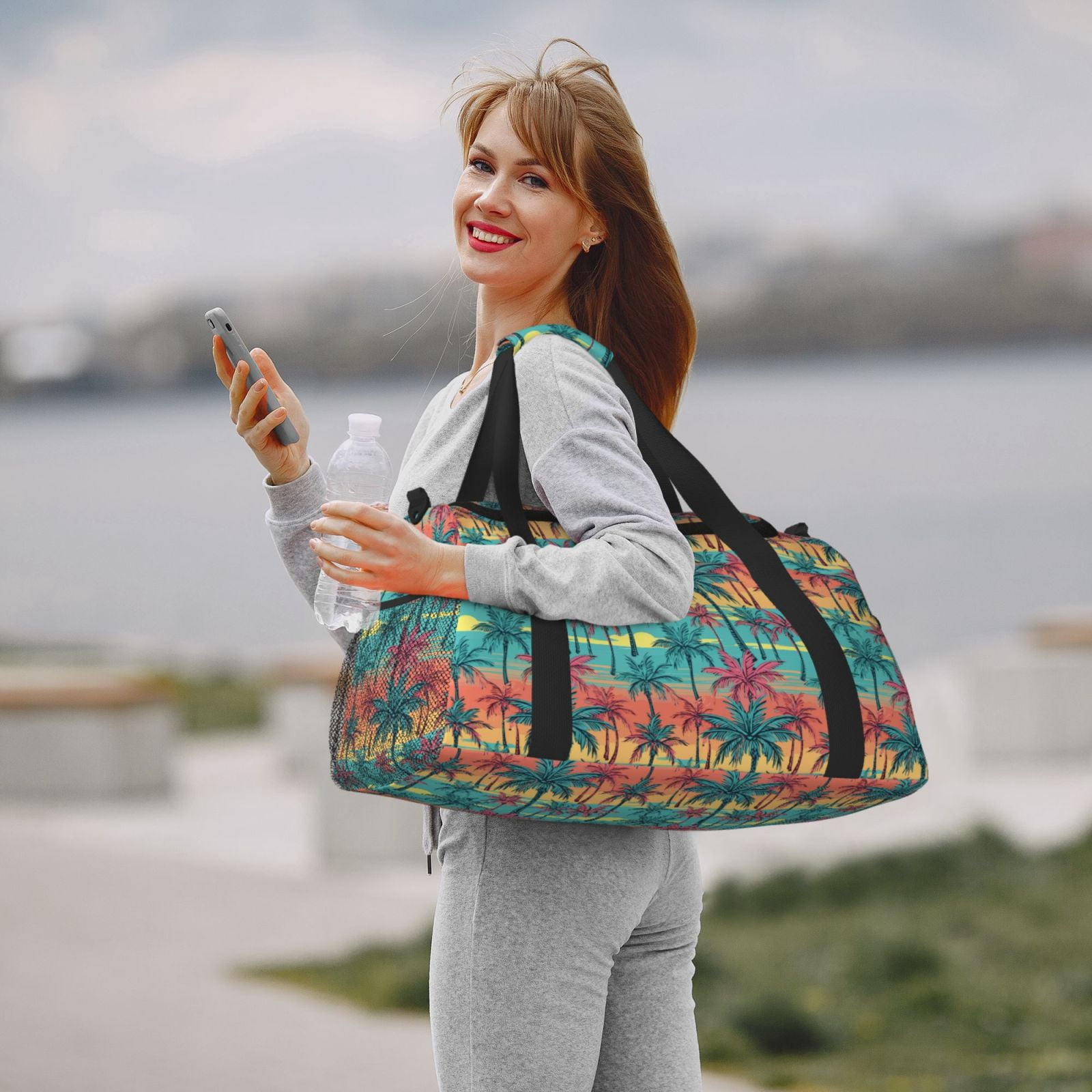 Fuzoiu Hawaii Palms Print Travel Duffle Bag,Carry On Tote Bags,Duffel Bag,Sport Gym Bag, Hospital Bag for Labor and Delivery, Overnight Bag,Luggage Bag