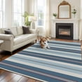 thumbnail image 3 of Vintage Stripes Washable Living Room Rugs 8'x10', Blue Navy Striped Abstract Red Lines Low Pile Throw Large Area Rug Non-Slip Sturdy Edge Binding Carpet for Bedroom Dining Room Office, 3 of 9