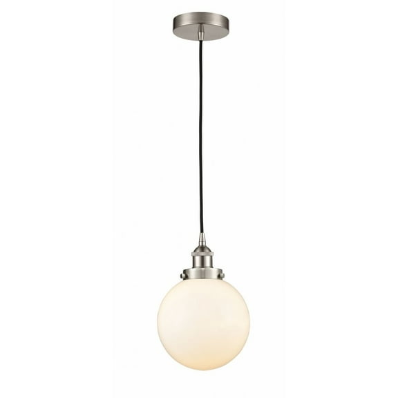 616-1PH-SN-G201-8-LED-Innovations Lighting-Beacon - 1 Light Mini Pendant In Industrial Style-11.5 Inches Tall and 8 Inches Wide Brushed Satin Nickel