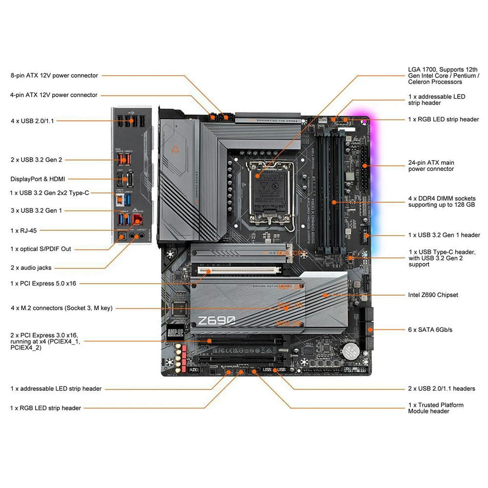 Z690 GAMING X DDR4 For Z690 LGA 1700 DDR4 128GB PCI-E 5.0 ATX Desktop Motherboard