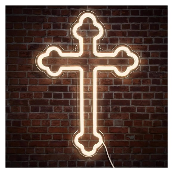Cruz De Jesús, Letrero De Neón Con Alimentación USB, Decoración De Pared Para El Hogar, Bodas Cristianas, Fiestas Y Año Nuevo. Medidas: 40x29cm
