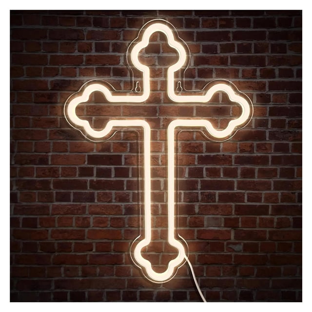 Cruz De Jesús, Letrero De Neón Con Alimentación USB, Decoración De Pared Para El Hogar, Bodas Cristianas, Fiestas Y Año Nuevo. Medidas: 40x29cm