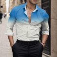 thumbnail image 2 of Mens Fashion Casual Gradient Digital 3D Printed Lapel Button Down Shirt Top, 2 of 5