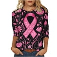 thumbnail image 2 of Nfurl Breast Cancer Shirts for Women Pink Ribbon Print Loose Casual 3/4 Sleeve T Shirts Inspirational T-shirts Breast Cancer Awareness Clothes Pink,XXL, 2 of 6