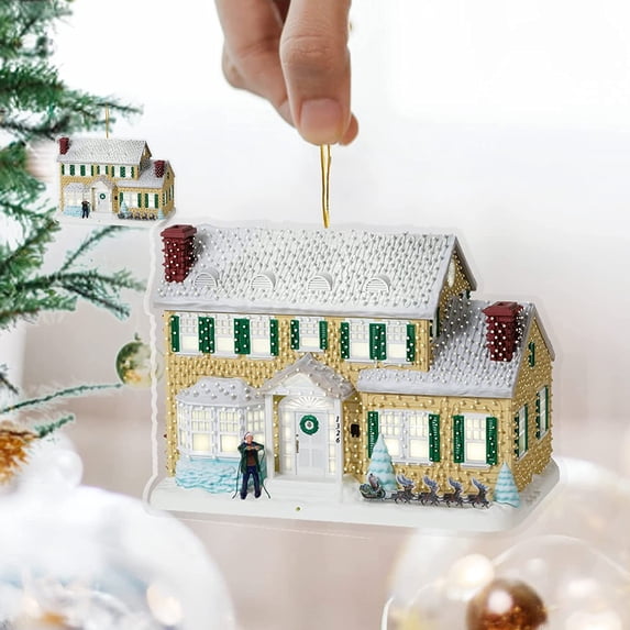 Green House/1Pc Christmas Decorations Cartoon Christmas Hanging Decoration Crafts Gifts Christmas Tree Decorations, Family Creative Gifts/For Winter Themed Parties & Country Farmhouse Tree Decor/8Cm