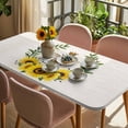 thumbnail image 3 of Sunflowers Bees Table Cloths for 3 Foot Rectangle Tables, Spring Farmhouse Honey Flowers Leaves Patio Waterproof Elastic Fitted Tablecloths, Washable Rectangular Table Cover for Camping, 3 of 8