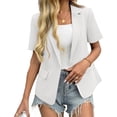 thumbnail image 6 of Short Sleeve Women's Casual Blazer Lapel Open Front Work Office Jacket, 6 of 6