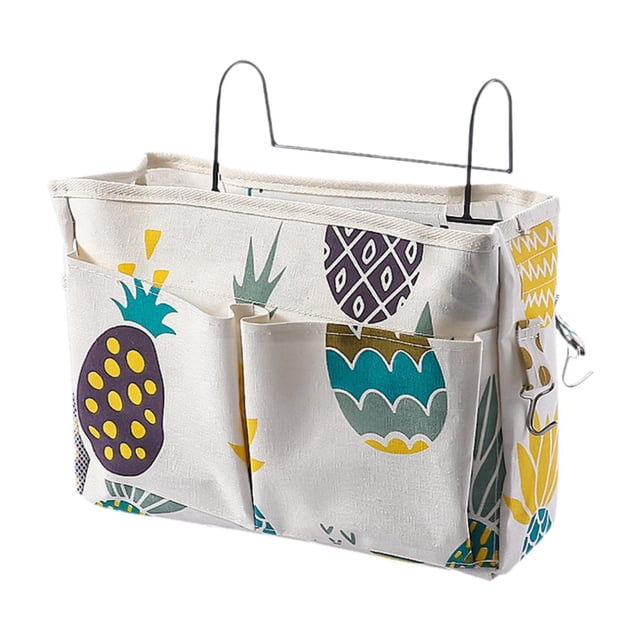 DOLITY Bedside Hanging Storage Bag Multifunction for College Dorm Magazine Bunk Bed Pineapple