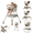 Khaki, variant on Star_Byul 6-in-1 Baby High Chair Convertible Baby Dining Chairs & Portable Baby Rocking Chairs with Double-Layer Tray and Toy Rack for 0-36 Months,Grey