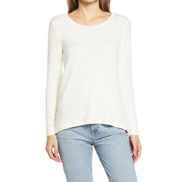 BOBEAU Women's Hacci Lace Cutout Tunic sweater size M