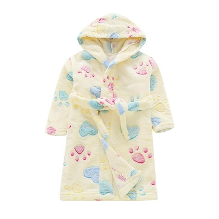 

Dr.Eam Toddlers Boys Girls Hooded Robe Soft Fleece Bathrobe Pajamas Dressing Gown Sleepwear Infant 18 M-24 M