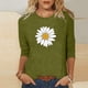 thumbnail image 2 of Camisetas Casuales de las Mujeres de Moda Impresa 3/4 Mangas Blusa Cuello Redondo para el Hogar Y Diario, 2 of 3