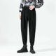 thumbnail image 1 of Pantalones de traje largos para hombre, de color liso, con ribete y pierna caída, de poliéster, 1 of 9