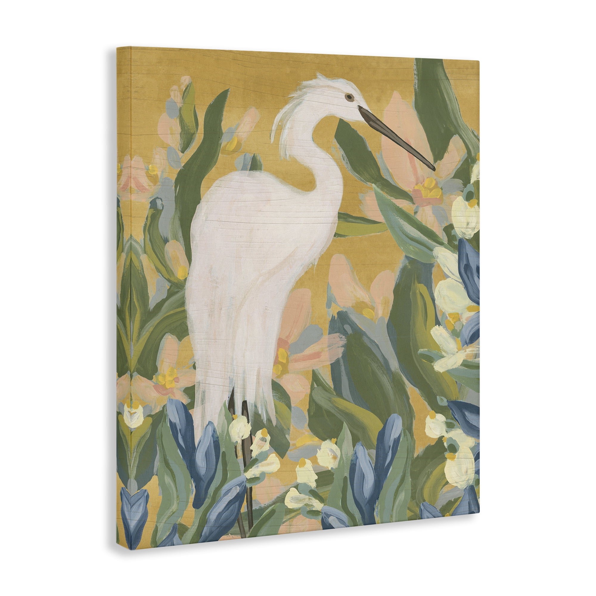 Stupell Industries Egret & Lake Vegetation Animals & Insects Painting Gallery Wrapped Canvas Art Print Wall Art, 30 x 40