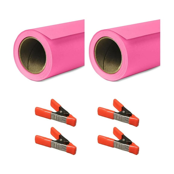 Savage 53"x36' Widetone Seamless Background Paper, Tulip, 2-Pack, Bundle with 4x 1-1/4x1" Steel Spring Orange Clamp