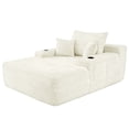 thumbnail image 6 of Leumius Boneless Couch, Lounge Chair corduroy with Wide Armrest & Throw Pillows, Cozy Boneless Sleeper Sofa Bed Armchair with Cup Holder for Living Room, Bedroom, No Assembly Required,Beige, 6 of 9