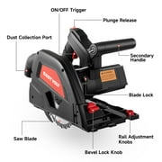Eastvolt 9-Amp 6-1/2 Plunge Circular Track Saw, 0-45°Bevel Adjustment, 5500RPM Plunge Saw for Wood Cutting