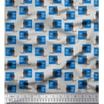 thumbnail image 1 of Soimoi Blue polyester Crepe Fabric Monitor & Bossy Girl Fabric Prints By Yard 52 Inch Wide, 1 of 3